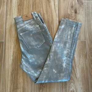 Lauren Ralph Lauren Silver Coated Metallic Skinny Jeans Pants Women's Size  10